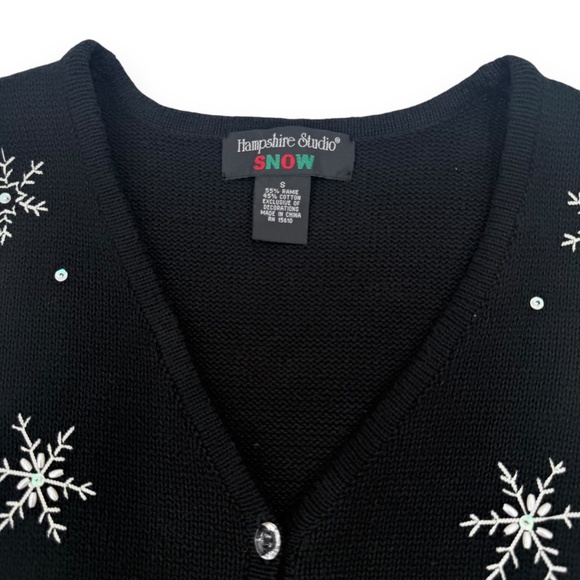 Hampshire Studio Snow Embellished Snowflake Christmas Sweater Vest Size Small - Picture 3 of 9